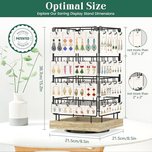 EsLuker.ly Rotating Earring Display Holder Stand for Vendors Selling, Oak - color: Oak+Black