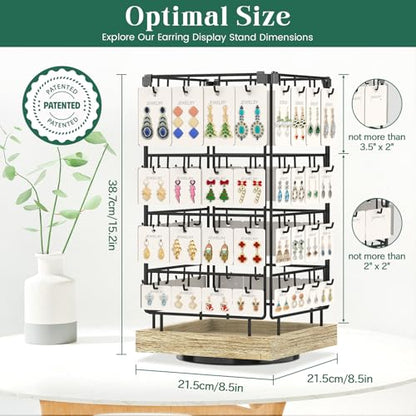 EsLuker.ly Rotating Earring Display Holder Stand for Vendors Selling, Oak - color: Oak+Black