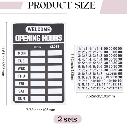 GORGECRAFT 2 Set Open Closed Signs Business Hours Sign Set for Glass Window Door Changeable Hours of Operation Signs Hour Indicator for Business Store Office Restaurant Bar Retail Shop Black 8"x12"