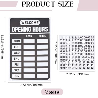 GORGECRAFT 2 Set Open Closed Signs Business Hours Sign Set for Glass Window Door Changeable Hours of Operation Signs Hour Indicator for Business Store Office Restaurant Bar Retail Shop Black 8"x12"
