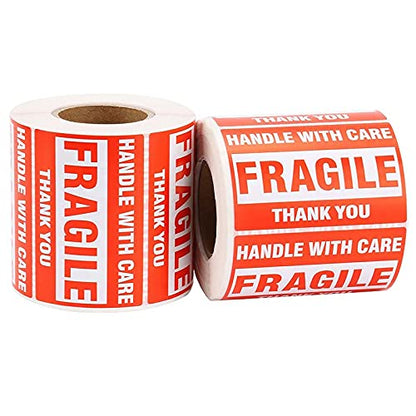 Immuson Warning Fragile Tape, 3" X 2" Fragile Handle with Care Warning Stickers for Shipping and Packing,500 Labels Per Roll (20 Rolls) - size: 20 Rolls
