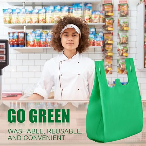 Windyun Large Grocery Bags Bulk Non Woven Totes - color: Green