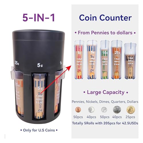 Automatic 5 in 1 Coin Counter Sorter Machine Large Capacity Organizers for Piggy Banks Coin Holders