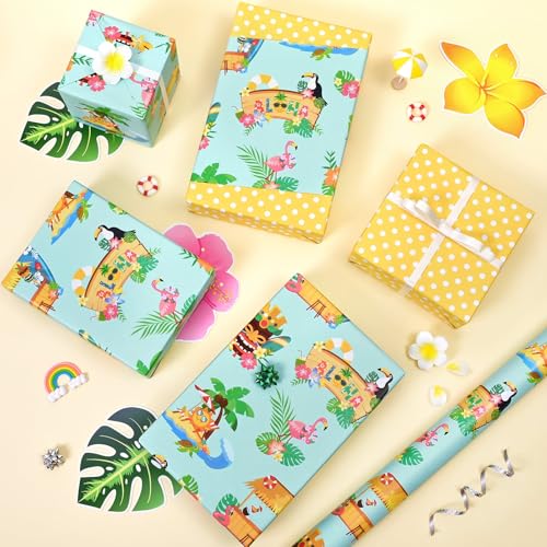 WERNNSAI Hawaiian Aloha Wrapping Paper - 33 ft Hawaii Birthday Gift Wrap - color: Aloha