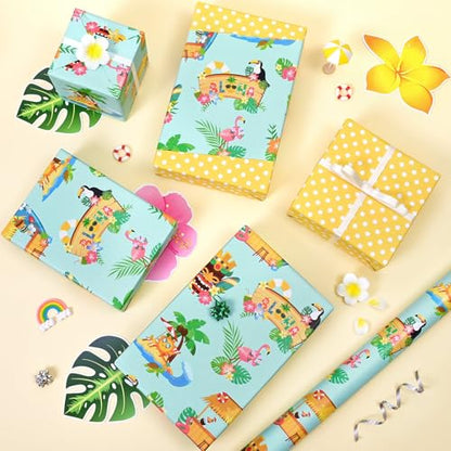 WERNNSAI Hawaiian Aloha Wrapping Paper - 33 ft Hawaii Birthday Gift Wrap - color: Aloha
