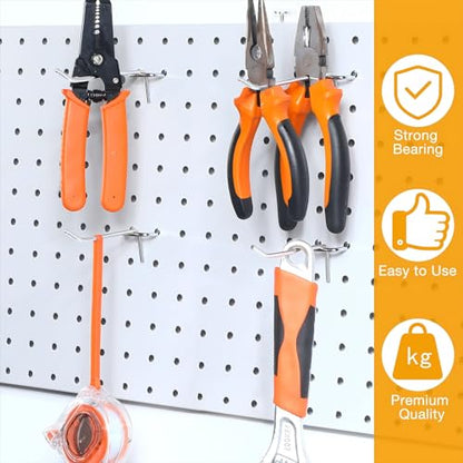 Funrous 100 Pack 4 Inch Stainless Steel Hooks for Pegboard, Silver - size: 4 Inch