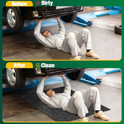 ToLanbbt Garage Floor Mat 60" x 36" - Oil Spill Mat for Under Car Driveway Oil Drip Pad with 8P Tapes, Waterproof Backing, Leak Absorbent, Reusable, Washable, Protect Garage Floor (1P, Dark Gray) - size: 5'x3'
