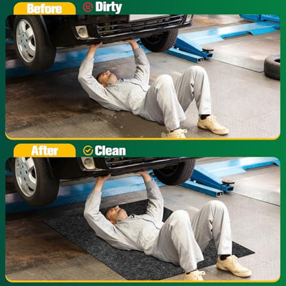 ToLanbbt Garage Floor Mat 60" x 36" - Oil Spill Mat for Under Car Driveway Oil Drip Pad with 8P Tapes, Waterproof Backing, Leak Absorbent, Reusable, Washable, Protect Garage Floor (1P, Dark Gray) - size: 5'x3'