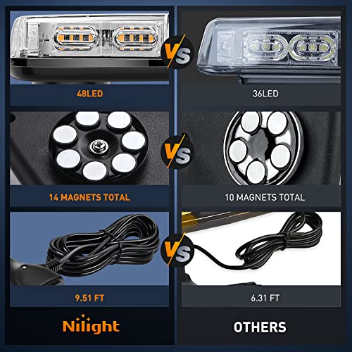 Nilight 12 Inch Roof Top Strobe Lights 48LED 12V 24V - color: Amber and Green