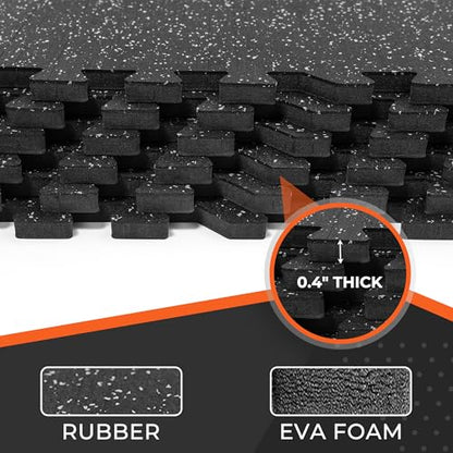 SUPERJARE 0.4'' Thick 48 Pcs 192 Sq Ft Rubber Top Exercise Equipment Mats - size: 48 Tiles (192 Sq Ft)