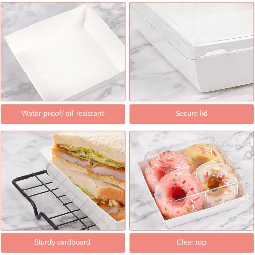 Ocmoiy Charcuterie Boxes with Clear Lids, 5 Inches, 50 Pack, White - color: White