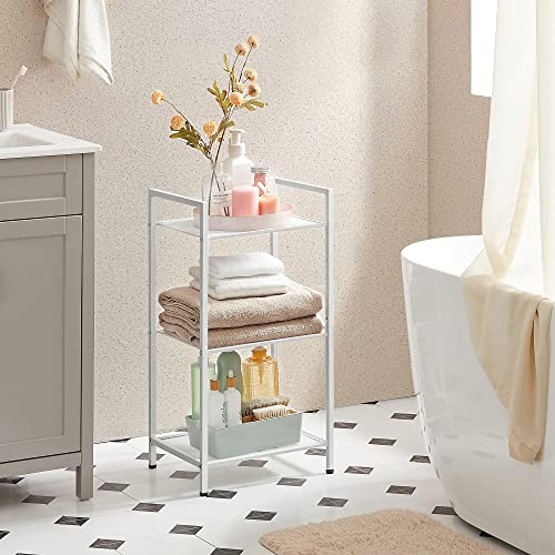 SONGMICS 3-Tier Storage Rack, Bathroom Shelf, Extendable Plant Stand - color: White, size: 3 Tiers