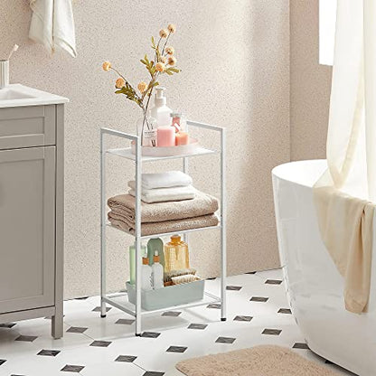SONGMICS 3-Tier Storage Rack, Bathroom Shelf, Extendable Plant Stand - color: White, size: 3 Tiers