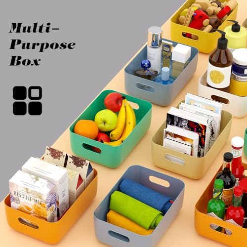 OWill 12 PCS Plastic Storage Bins and Baskets for Efficient Home Classroom Organization Small Containers in Multicolour for Kitchen, Cupboard box, and Bathroom Organizer on Shelves and Tubs - size: 12Pcs Small