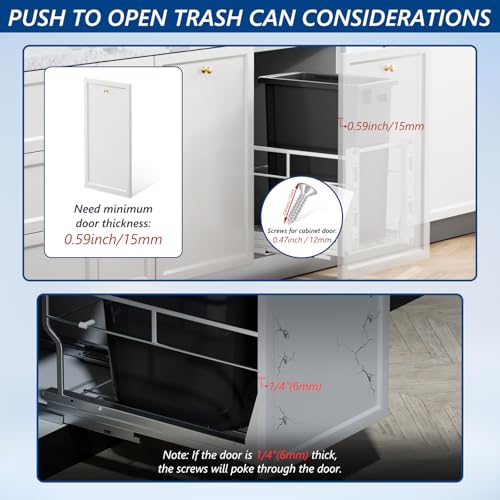Insputer Pull Out Trash Can Cabinet with Soft-Close Slides - size: Single