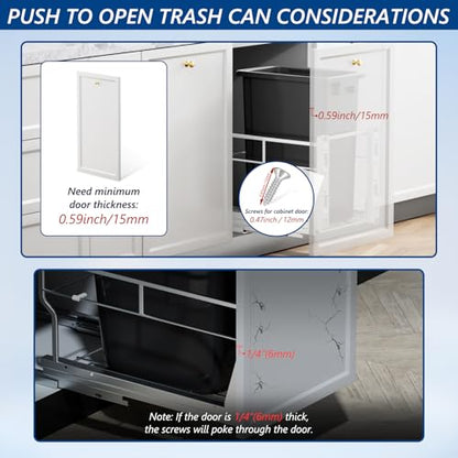 Insputer Pull Out Trash Can Cabinet with Soft-Close Slides - size: Single