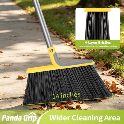Panda Grip 2 Pack Outdoor Broom, 58" Heavy Duty Commercial Broom, Yellow - size: 2 Pack