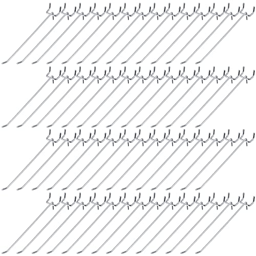 Funrous 100 Pack 8 Inch Stainless Steel Hooks for Pegboard, Silver - size: 8 Inch