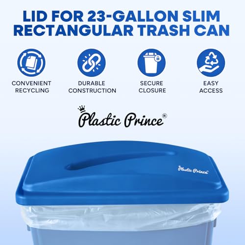 PLASTIC PRINCE Paper Recycling Lid, 23 Gallon Commercial Slim Jim Recycling Trash Can Lid with Hole, Plastic Blue Waste Garbage Can Lid with Paper Slot - style: Paper Lid