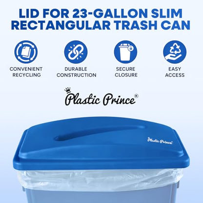 PLASTIC PRINCE Paper Recycling Lid, 23 Gallon Commercial Slim Jim Recycling Trash Can Lid with Hole, Plastic Blue Waste Garbage Can Lid with Paper Slot - style: Paper Lid