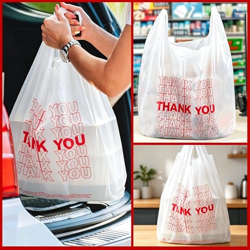 TashiBox 300Ct Plastic Bags，thank you bags,Shopping bags - style: 300pcs
