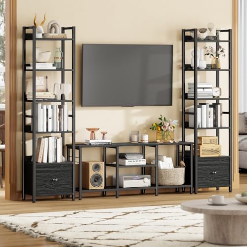 Furologee 6 Tier Bookshelf Set of 2,Industrial Bookshelves and Bookcases - color: Black Oak, size: 6 Tier-2 PCS