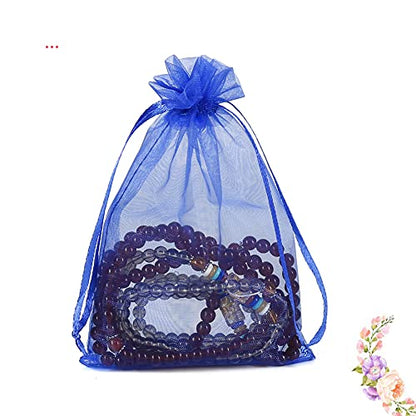 HRX Package Royal Blue Organza Bags 100pcs, 4 x 6 inch Mesh Drawstring Gift Bags Jewelry Pouches Small Sachet for Christmas Candy Party Favor - color: Royal Blue