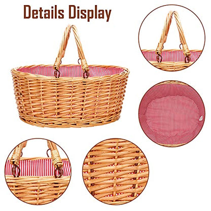 Large Wicker Basket with Handle, Empty Willow Basket,16 Inch,Red - color: Red