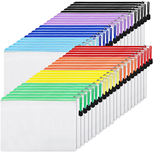 EOOUT 56pcs Mesh Zipper Pouch Zipper Bag, Pouches for Organization Puzzle Storage, Letter Size, A4 Size, for Office Supplies - style: 56pcs