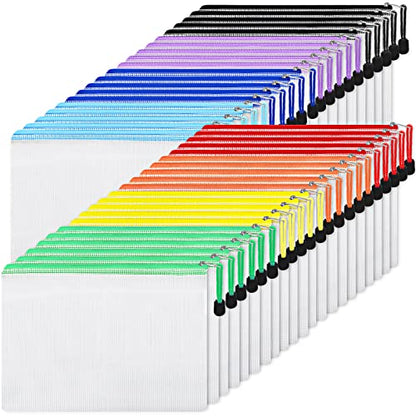 EOOUT 56pcs Mesh Zipper Pouch Zipper Bag, Pouches for Organization Puzzle Storage, Letter Size, A4 Size, for Office Supplies - style: 56pcs