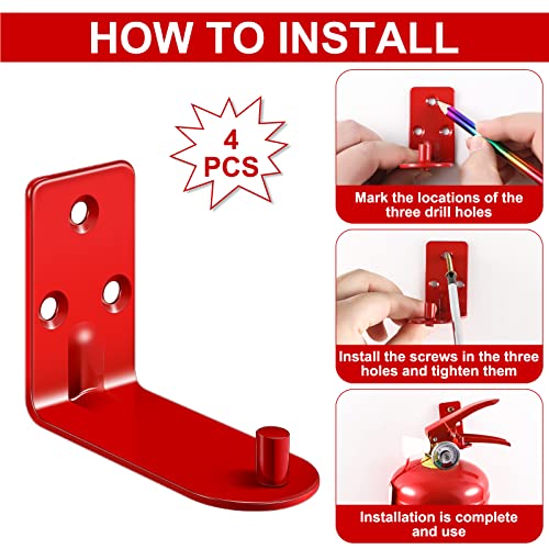 20 Sets Fire Extinguisher Mount for 5-20 lb Fire Extinguisher Bracket Wall Hook with Screws Gaskets Self Adhesive Safety Sticker Sign Quick Install Holder Kit for Garage Workshop Home Cabinet Use
