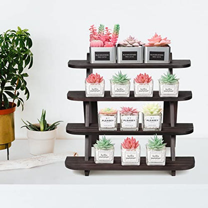 Wooden Display Stand, Tiered Cupcake Stand, 4 Tier Display Stand Riser - color: E-Walnut