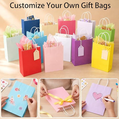 BLEWINDZ 100Pcs Small Paper Gift Bags with Handles 8.7x6.3x3.2 In