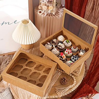 Moretoes 7pcs Cupcake Boxes, 12 Count Cupcake Containers with Window&Insert