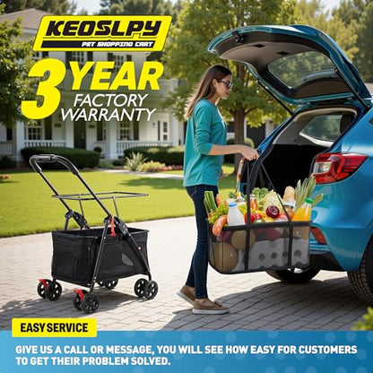 2-in-1 Folding Shopping Cart & Pet Stroller 99 LB Grocery Cart - style: 99LB