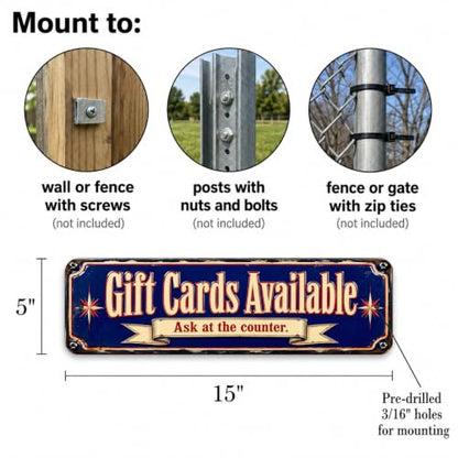 Gift Cards Available Vintage Enamel Business Sign - style: Gift Cards Available