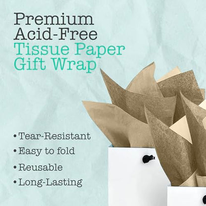 Tissue Paper for Gift Bags - 300 Sheets 14x20in Wrapping Paper, Gold - color: Gold, size: 300 Count, 14 x 20 in