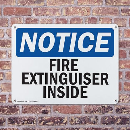 (2 Pack) Fire Extinguisher Inside OSHA Notice Sign 14 Inch X 10 Inch Plastic Sign, Weather Resistant, UV Protected for Workplace, Business, and Construction Site, Made in the USA - size: 14 Inch X 10 Inch, style: Plastic