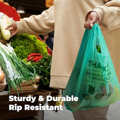 FMP Brands Eco Biodegradable Plastic Grocery Bags with Handles