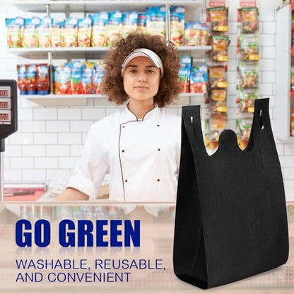 Windyun Large Grocery Bags Bulk Non Woven Totes - color: Black