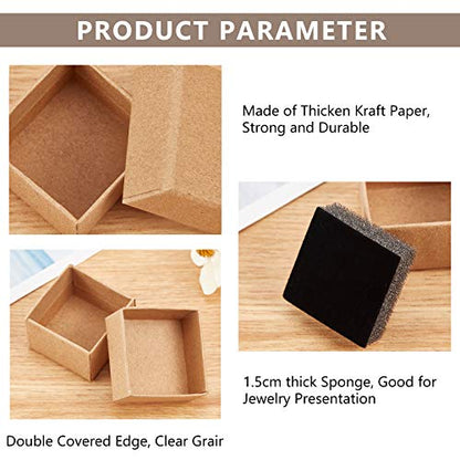 PH PandaHall 48 Pack Ring Gift Box, 1.5x1.5x1.1 Inch Jewelry Gift Boxes Square Cardboard Jewelry Box with Foam Small Earring Packing Boxes for Selling Mother's Day Wedding Birthday Business