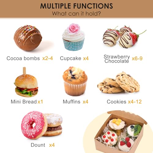 Moretoes 15pcs Cookie Boxes with Window, 6x6x3 In Bakery Boxes for Treats - color: Brown