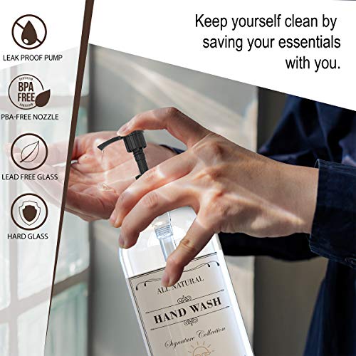 Sunrise Premium Clear Glass Soap Dispenser with Pump, 2 Pack - color: Black Plastic Pump - Clear Glass