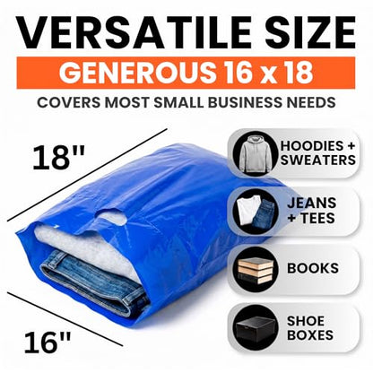 16x18 Large Plastic Shopping Bags for Small Business with Handles