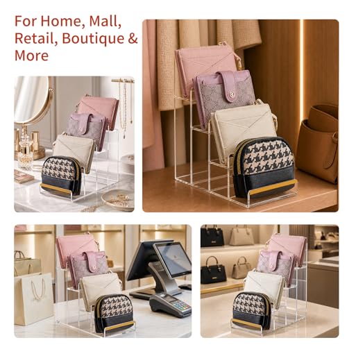 2 Pack Acrylic Wallet Display Stands, 4-Tier Purse Display Stands - size: 4 Tier (2 Pack)