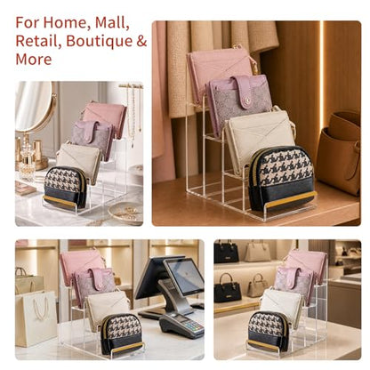 2 Pack Acrylic Wallet Display Stands, 4-Tier Purse Display Stands - size: 4 Tier (2 Pack)