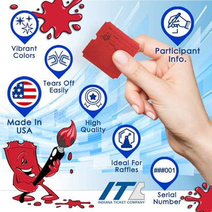 Raffle Tickets Roll, 50/50, Red, 2000 Tickets per Roll Made in USA - color: A - Red, size: 2,000
