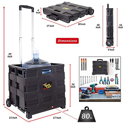 dbest Products Quik Cart Without Lid Collapsible Rolling Crate - Black - color: Black, style: Topless