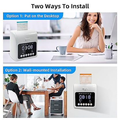TooCust Time Clock with Passcode, Auto-Align Time Clocks for Small Business, Time Clock Punch Machine with 50-Piece Time Cards, and One Ink Ribbon Cartridge