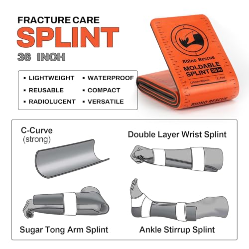 RHINO RESCUE First Aid Moldable Splint 36" X 4.3" Orange-Gray (1, Folded) - color: Orange